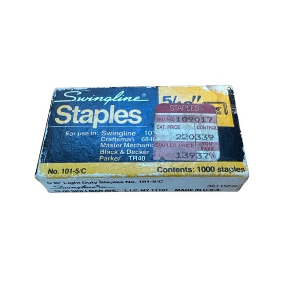 Swingline 5/16" Light Duty Staples No. 101-5/C Pack Of 1000 - Picture 1 of 8